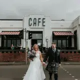 couple outside the brisbane house wedding venue in largs ayrshire